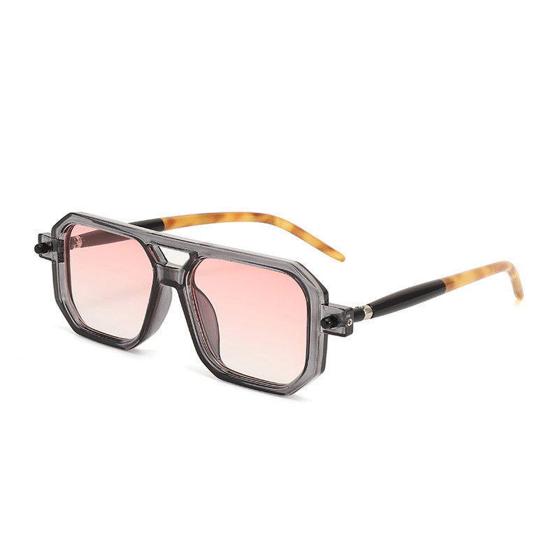 Lunettes de soleil à double pont Square-frame de style Street avec un Premium