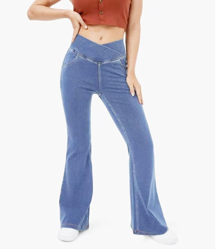 Jeans de croix évasés pour femmes
