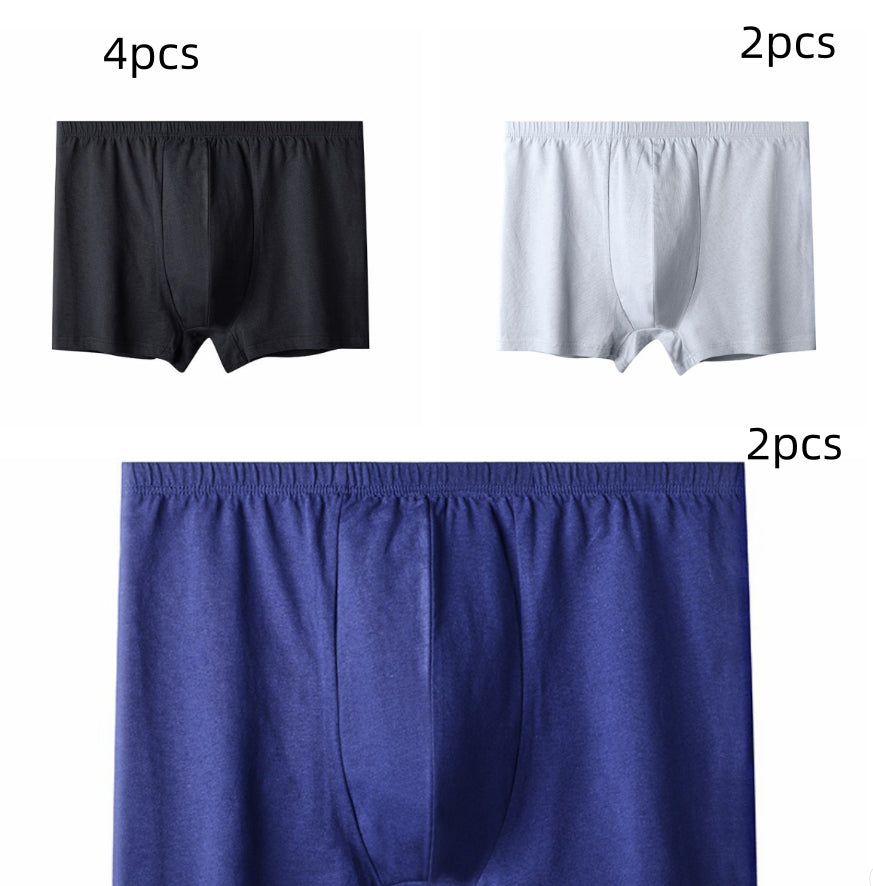 Short de boxer respirant en coton à crosse profonde, taille plus élevée pour hommes