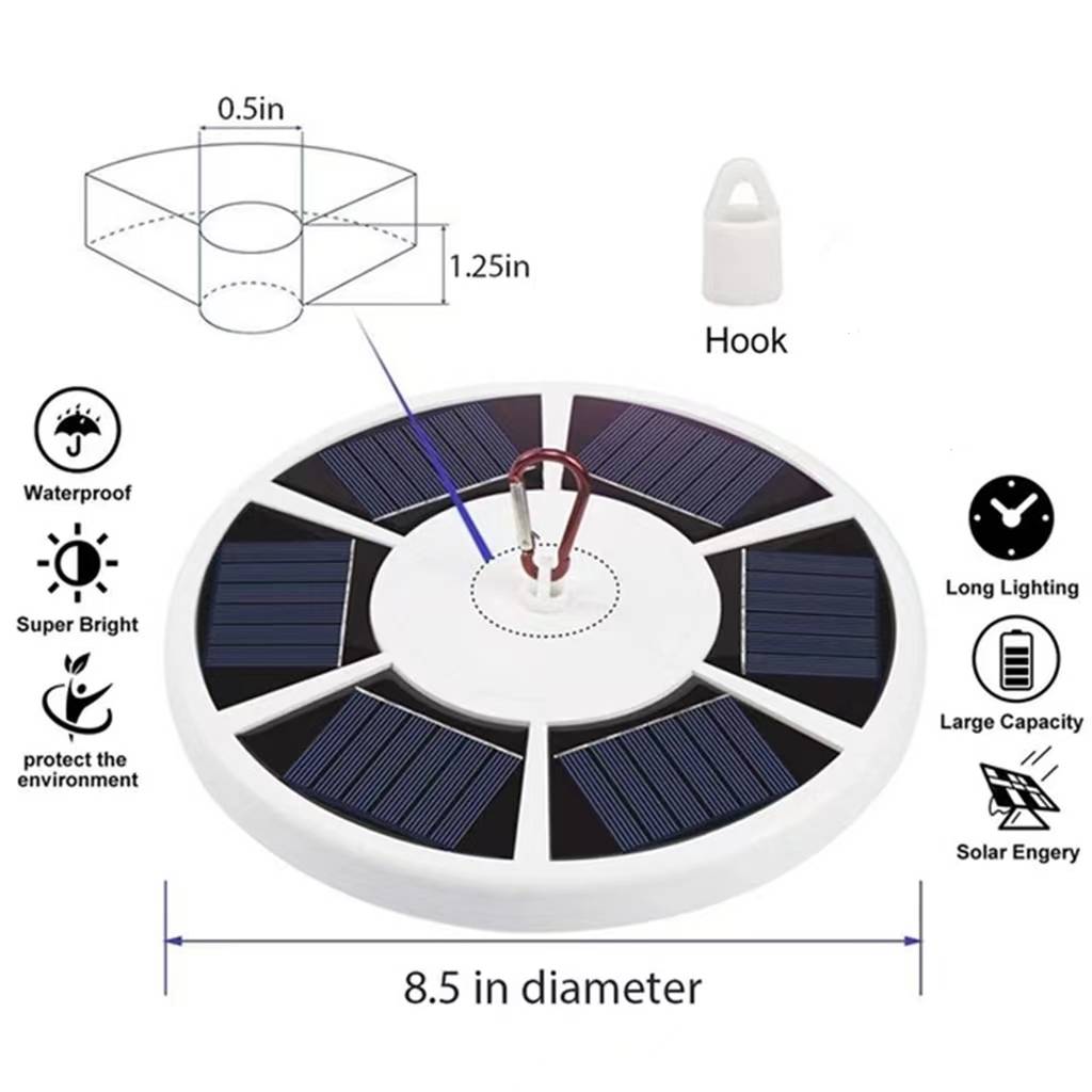 42 LED Solar Flag Pole Lumière réglable en extérieur Camping Tente Lumière