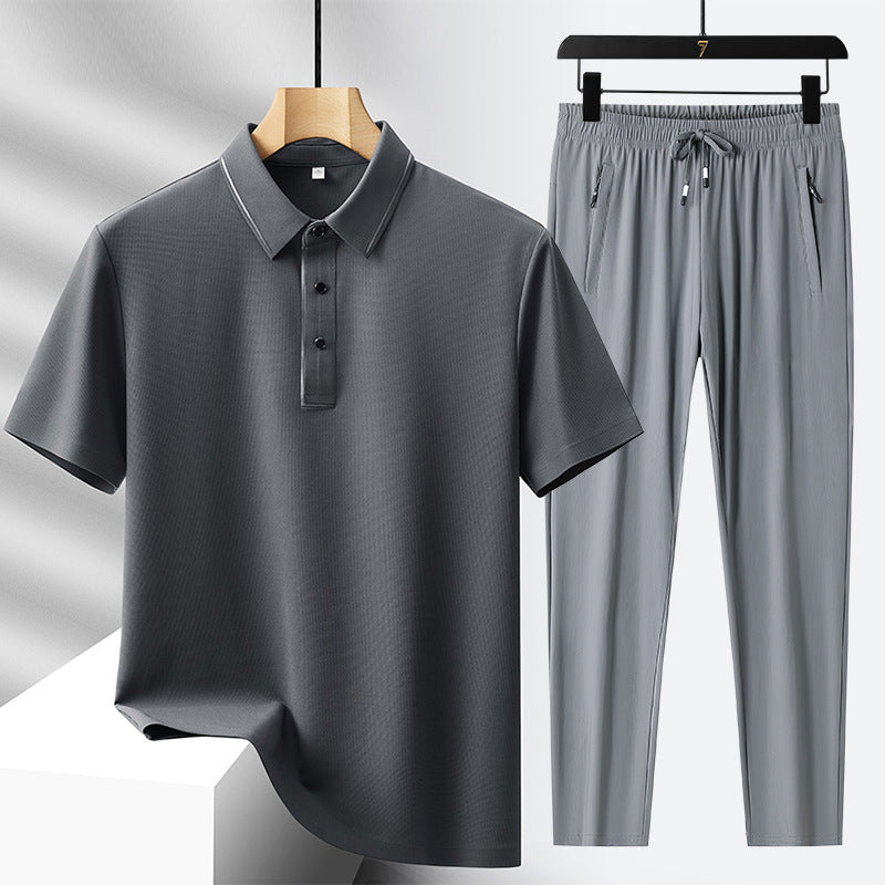 Polo sans couture de luxe haut de gamme en soie de luxe pour hommes Pantalon sport de loisirs