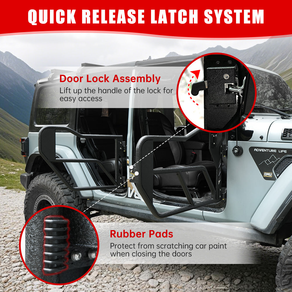 Portes de tubes avec miroir de vue latérale pour 2018- Wrangler JL