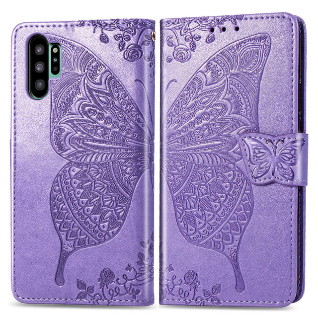 Boîtier en cuir embossé de papillon de fleurs