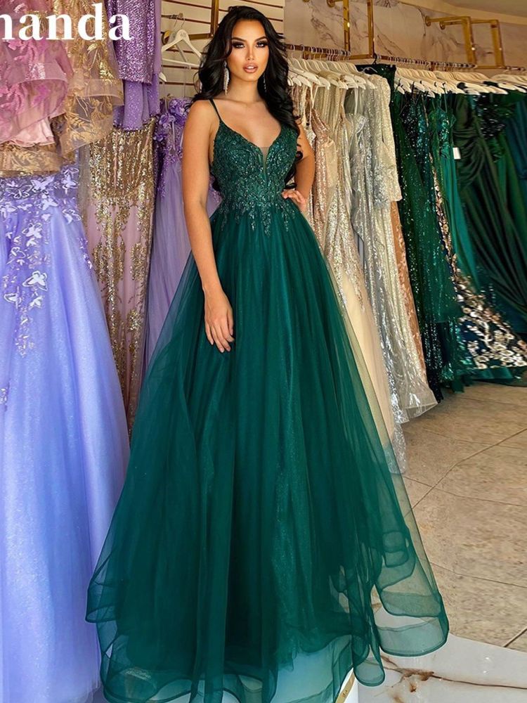 Robe de soirée pour banquet vert foncé