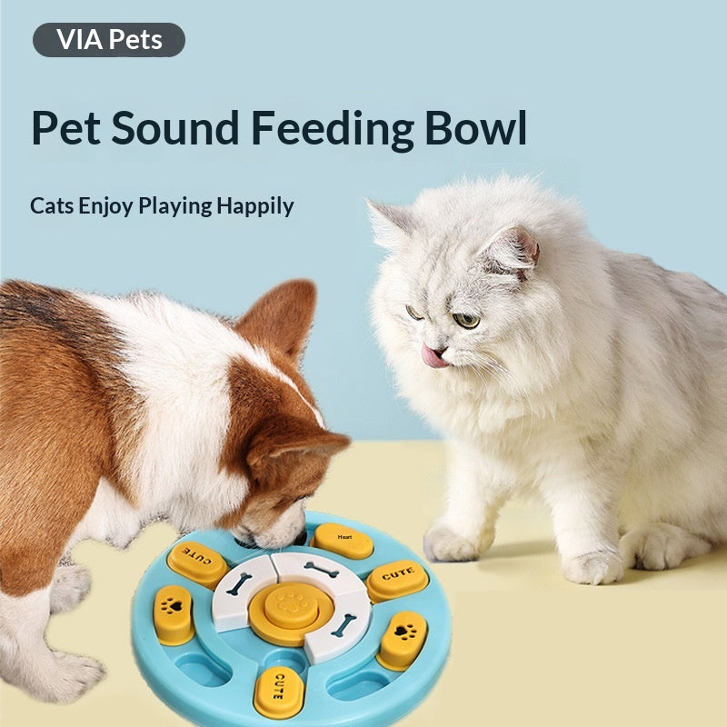 Round sound toy in blue and yellow