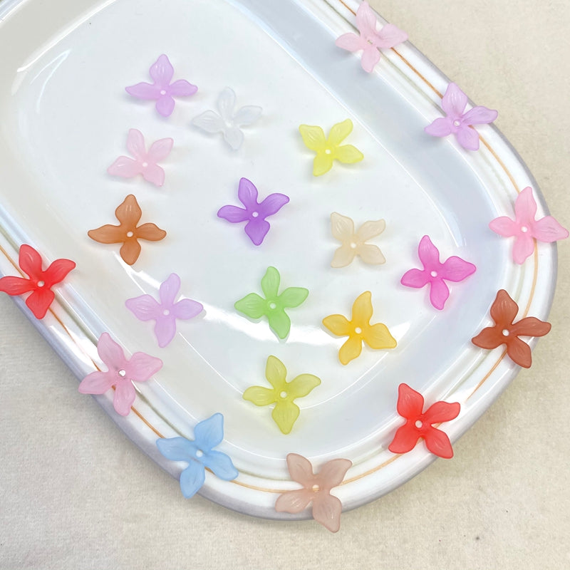 Perles de fleurs acryliques 4-Petal givrées