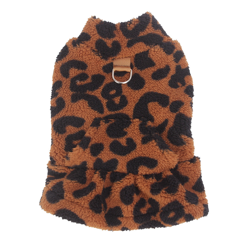 Fleece Autumnwinter Léopard-print Robe Princesse Vêtements de chien pour chiens en peluche