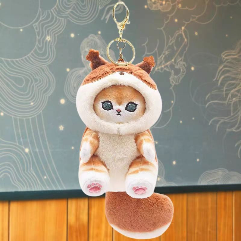 Raccoon Shark Panda Sac en peluche Pendentif Porte-clés mignon