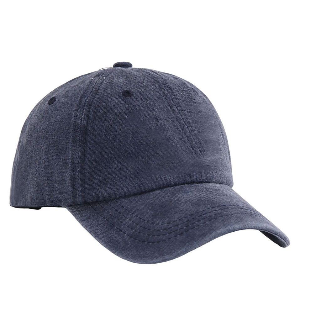Casquette de baseball coton lavable imprimé été hommes chapeau réglable tête circonférence Navy Blu