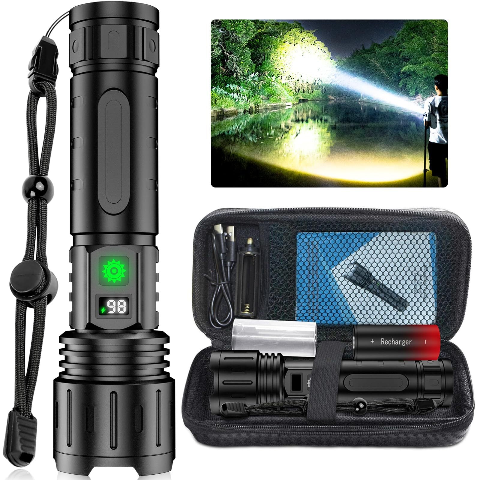 Strong Light Lampe de poche rechargeable Patrouille extérieure portable