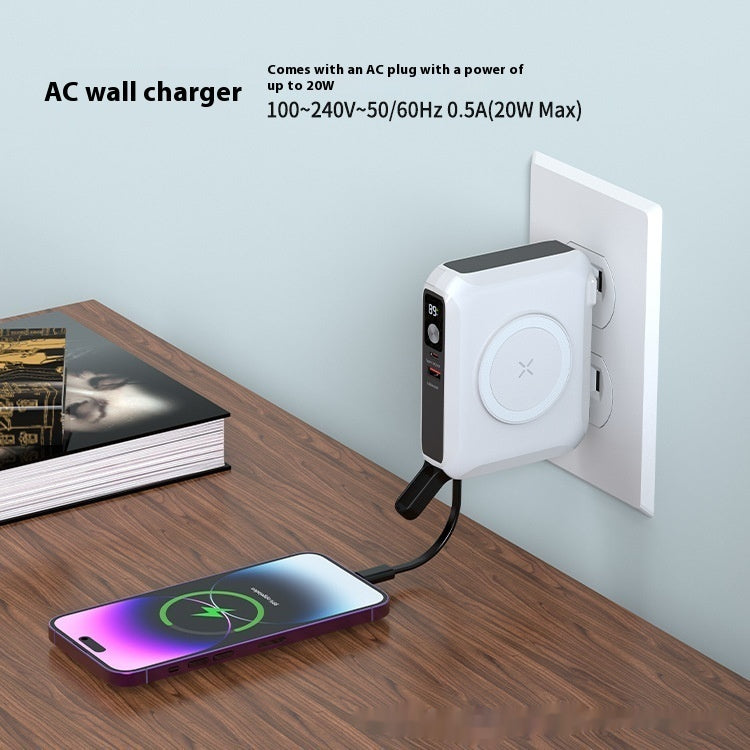 65W Multifonctionnel Aspiration magnétique Chargeur mural Chargeur Banque de puissance pour ordinateur portable
