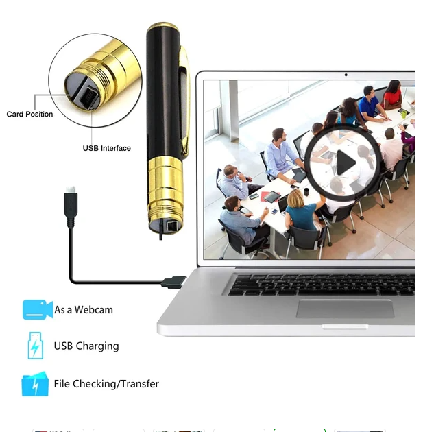 Caméra stylo Cam Mini Hidden Pocket Audio Enregistreur vidéo DVR Security 1080P HD USA