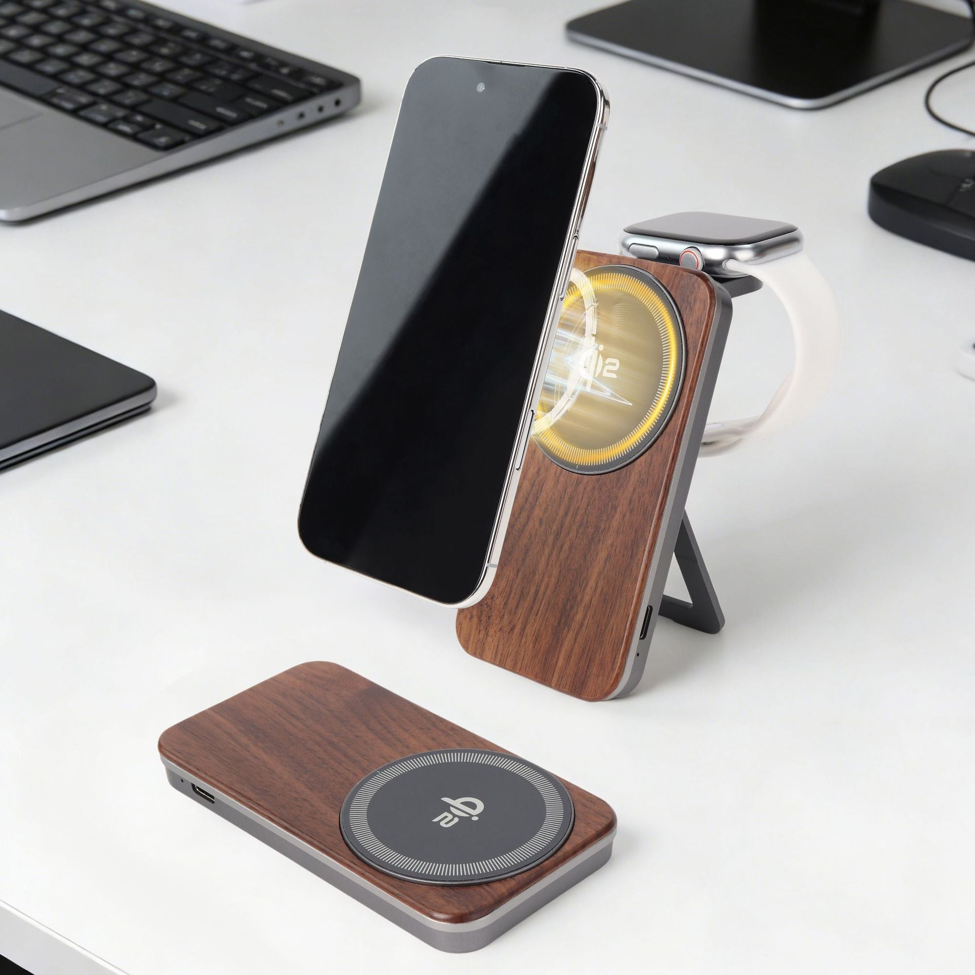 Chargeur magnétique de bureau pliable en alliage d'aluminium pour téléphones et Smartw
