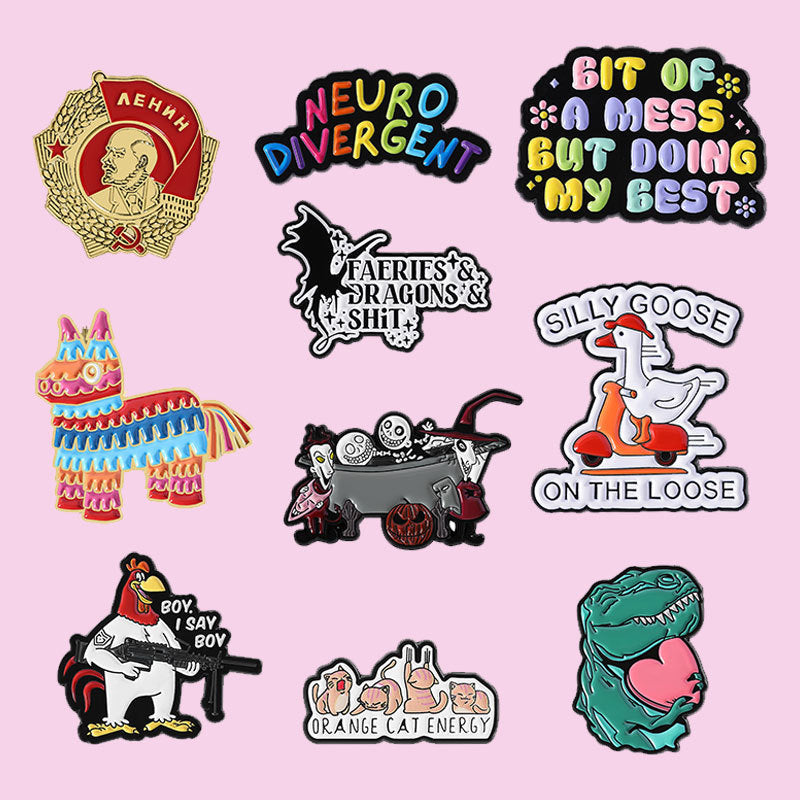 Devis Lettre Français Brooches Créatives Badges et Pins
