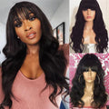 Perruque féminine Air Bangs Long Curly cheveux Big Wave Roll noir Moyen chimique cheveux fibre