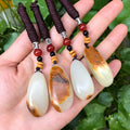 Naturel Hetian Jade Russet Skin Seed Stone Pendentif Afghanistan White Jade Pebble Collier