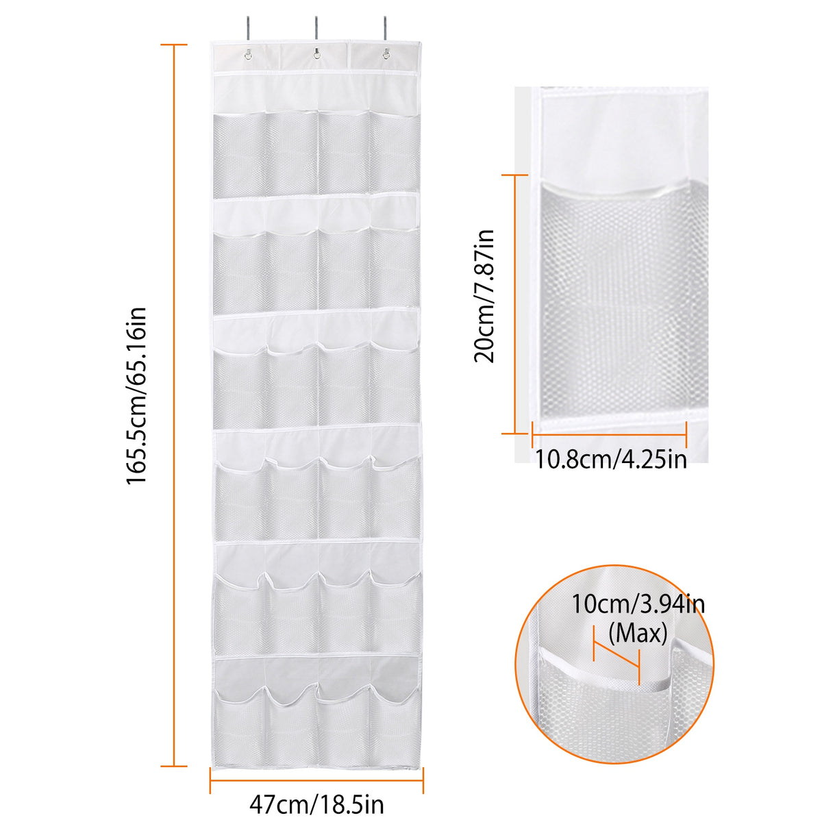 Sur la porte Sac de chaussures pour derrière la porte 24-Pocket cristal clair Organisateur 6-Layer Hang