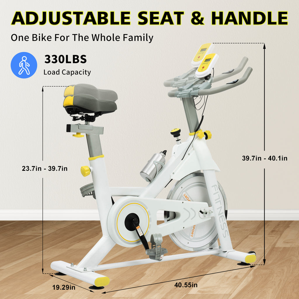 Vélo d'entraînement à vélo intérieur avec siège confortable Coussin jaune+ Blanc