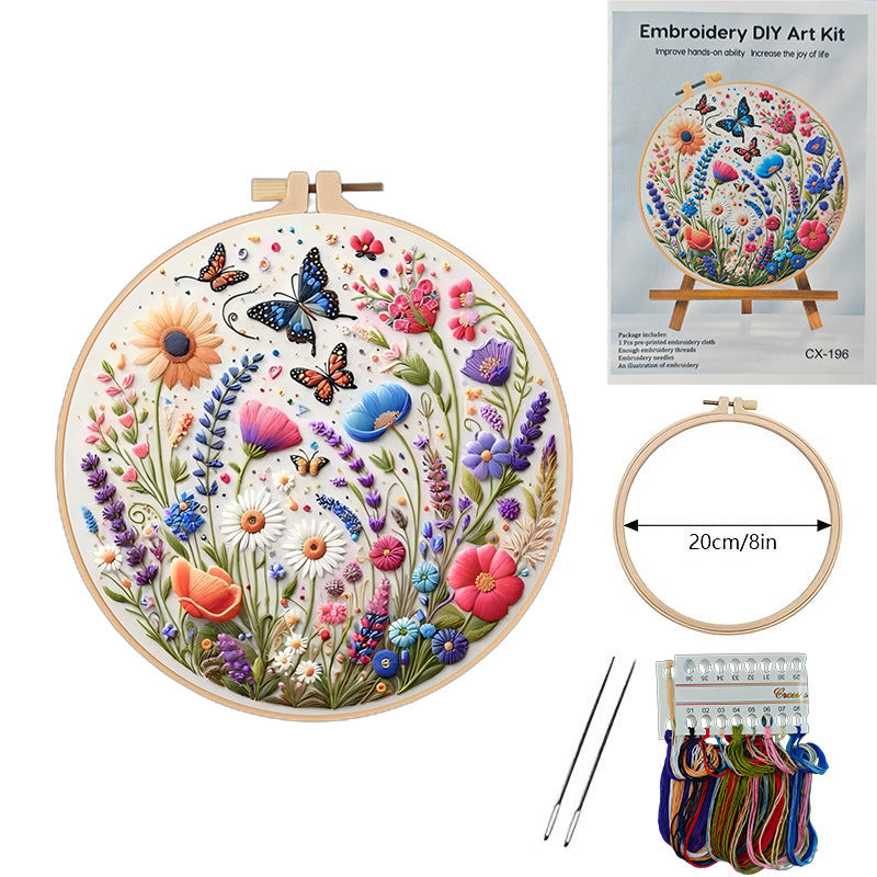 Broderie Diy Matériau Package Argent Lune Papillon Dragonfly Fallen Leaf Pattern