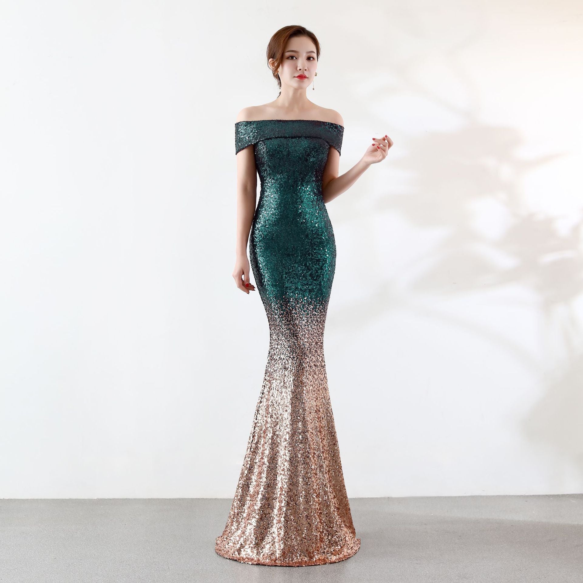 Robe de fête d'anniversaire Slimming Host Robe longue