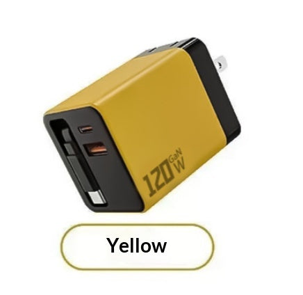 Chargeur rapide GAN 120W avec un câble rétractable intégré
