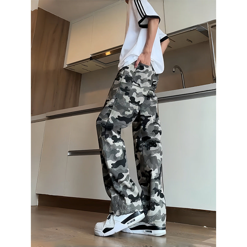 Camouflage Pantalon large à jambe droite