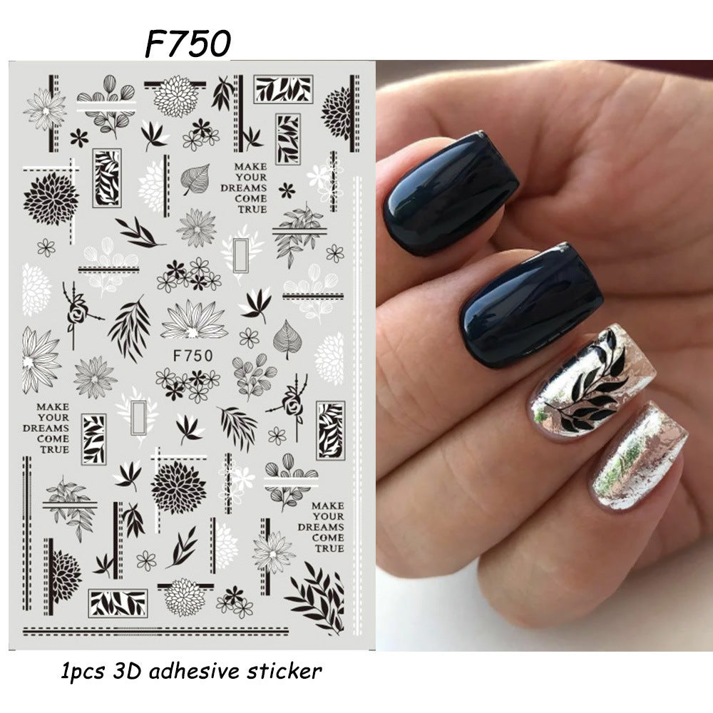Stickers Adhésif Art des ongles style Instagram Black and White Butterfly Punk Vibe