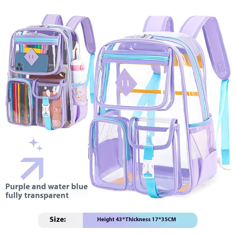Sac transparent Sac d'école primaire étanche Sac d'école pour l'école secondaire