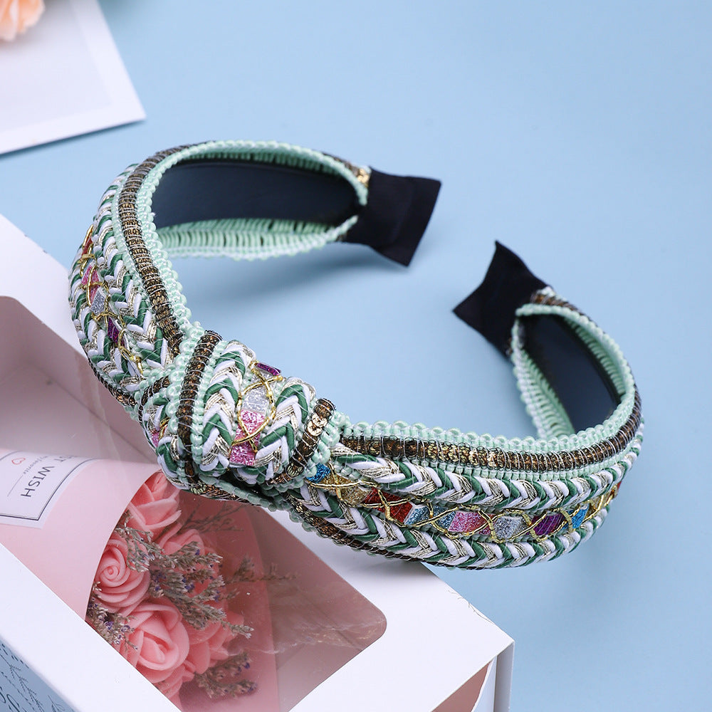 Tissu Knotted Hair Accessoires Bohemian Woven Bandeau