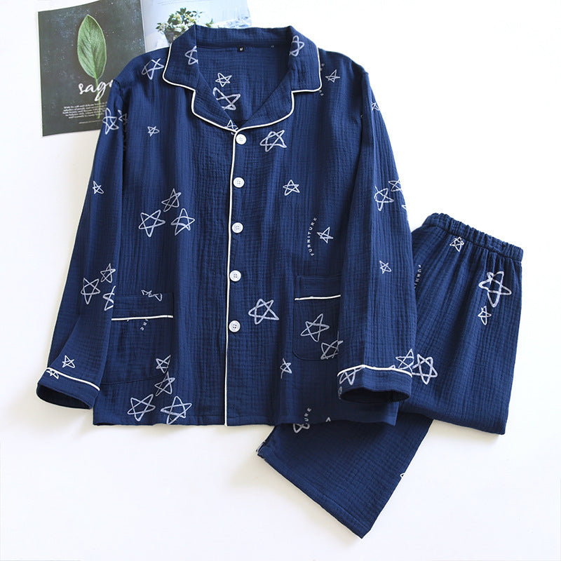 Crêpe de coton pour hommes Double couche Gauze Pajamas