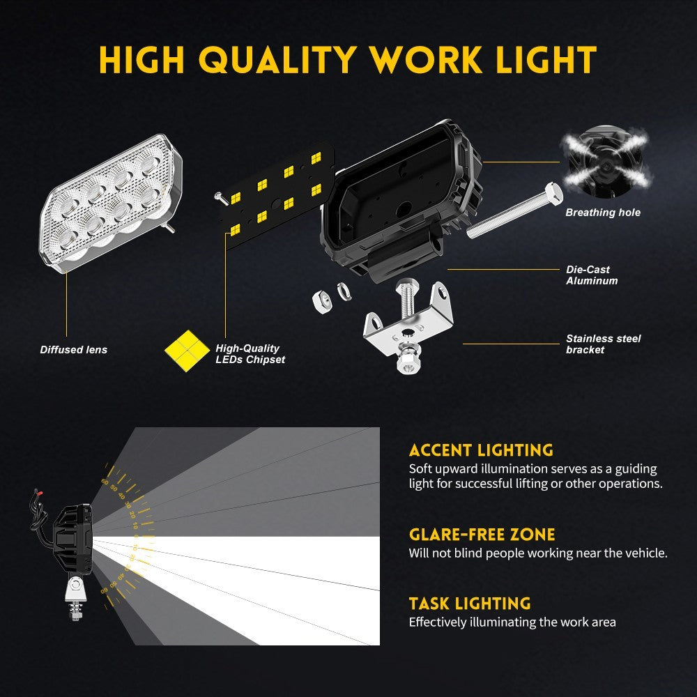 2PCS 4.4 Inch Led Rectangulaire Led lumières de travail d'inondation faisceau d'ajustement digger tracteur digger