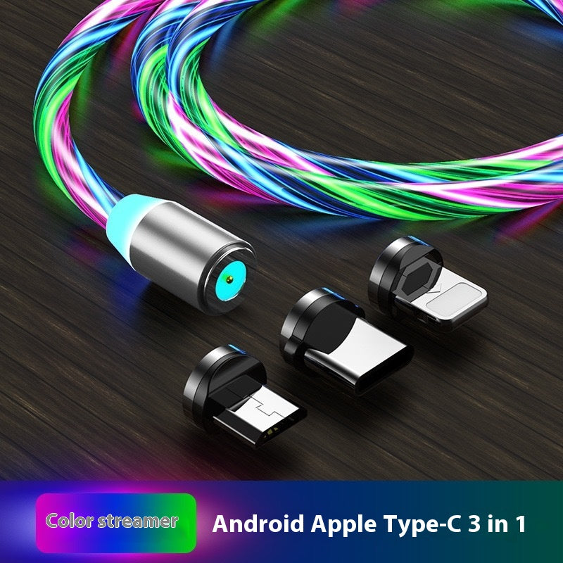 Câble de données de flux magnétique Type-c Téléphone mobile Câble à trois en un