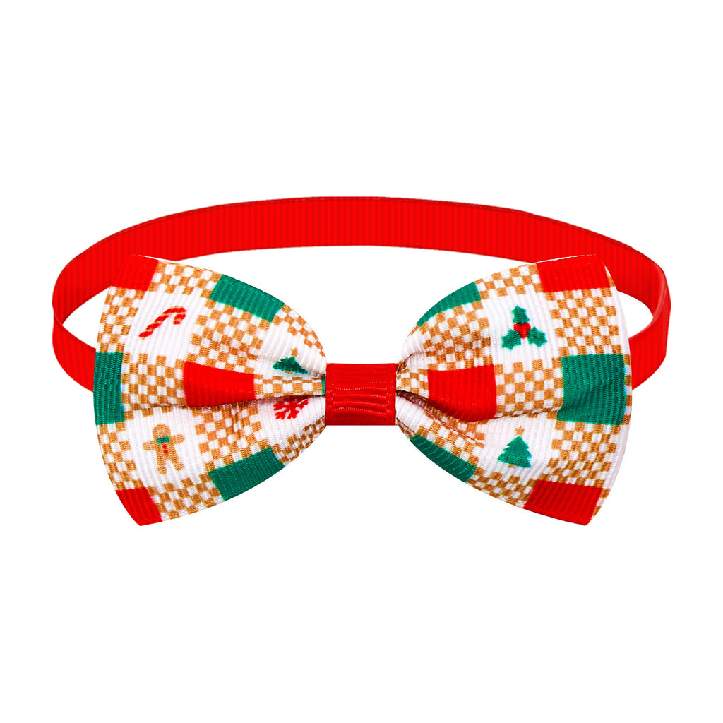 Christmas Plaid Striped Bow Tie Dog Cat Un mot Bow Tie couleurs multiples