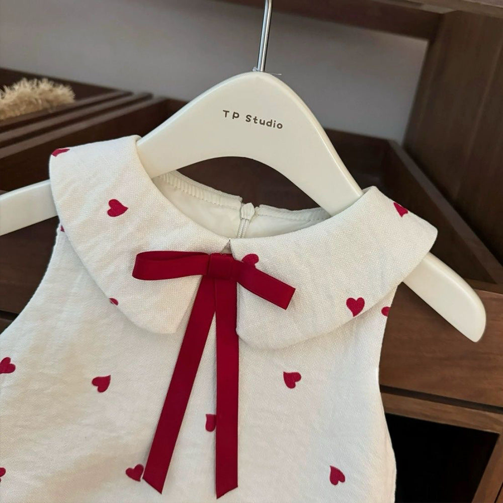 Enfants Princesse Robe Bébé Filles Empreinte du coeur Robe Une pièce
