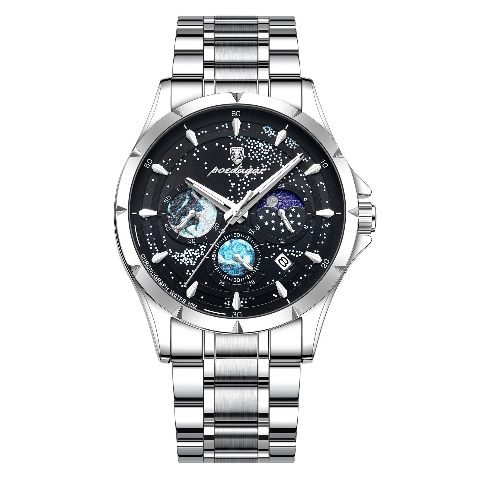 Montres à quartz multifonctions pour hommes lumineux