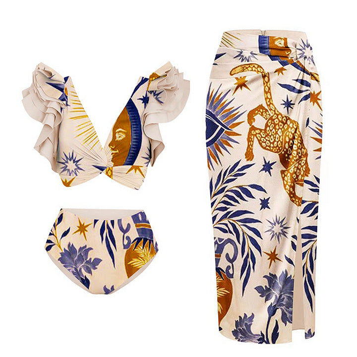 Strap-style Ethnic-print Maillot de bain en deux parties