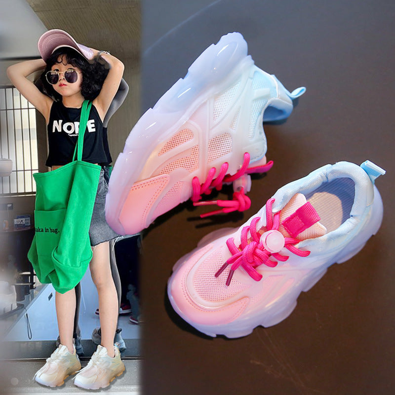 Boys and Girls Breathable Mesh Glow-in-the-dark Shoes