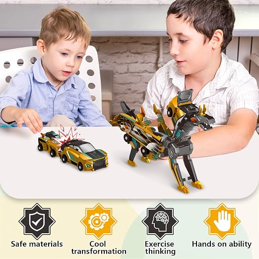 2-en-1 Unisex mécanique Mini magnétique-Triggered Auto-Transform Pegasus Car Toy