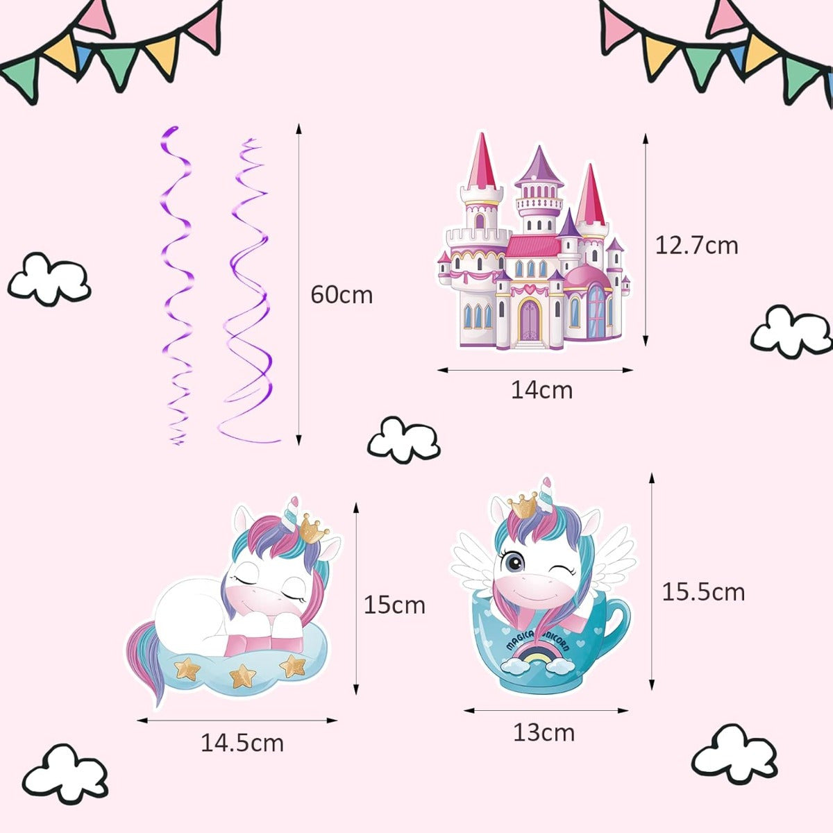 Décorations de soirée et accessoires — Licorne 30 piece Suspendue LANMOK Rainbow Licorne Spi