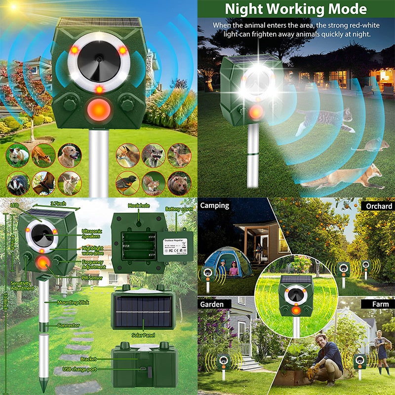 Repelleur de chien ultrasonique Rechargeur Voix Solar Bird Repeller