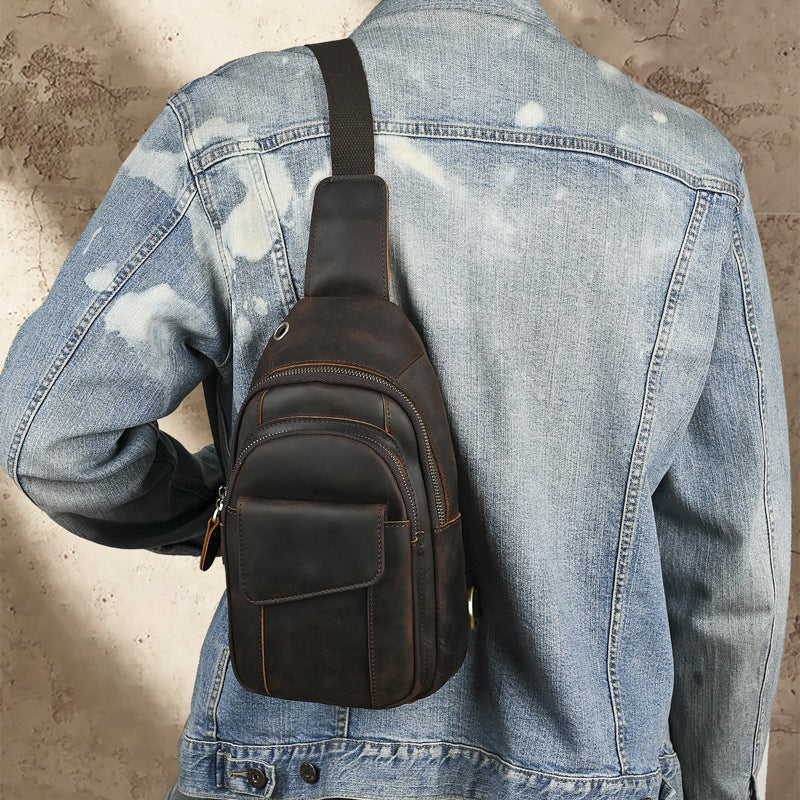Sac à dos à épaule multicouche rétro pour hommes