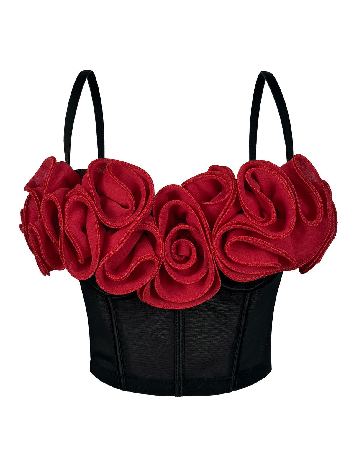 Trois-Dimensionnelle Flower Fishbone Bra Pure Desire Tube Top Mesh Breathable Inner Fishbone