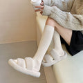 Chaussettes longues de style JK à rayures verticales de couleur solide