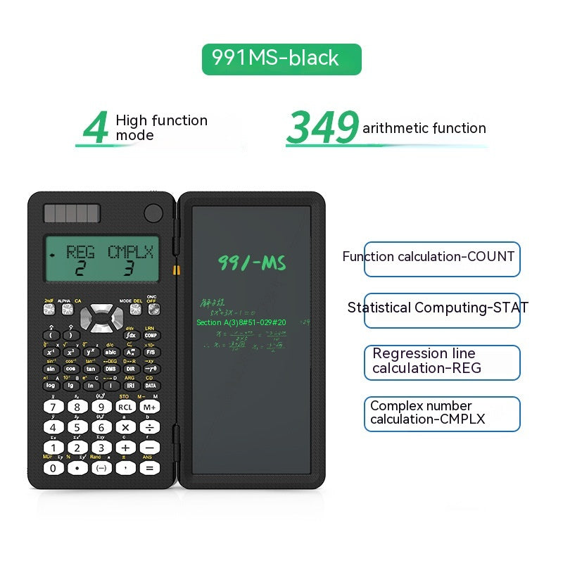 2 En 1 Calculatrices scientifiques pliables Calculatrice de la fonction d'apprentissage de tablette d'écriture Fol