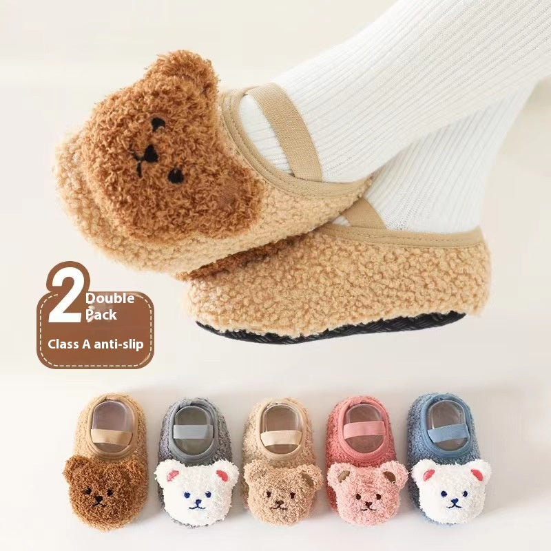 Chaussettes d'hiver Épaisseur bébé Chaussures d'intérieur Non-dérapant