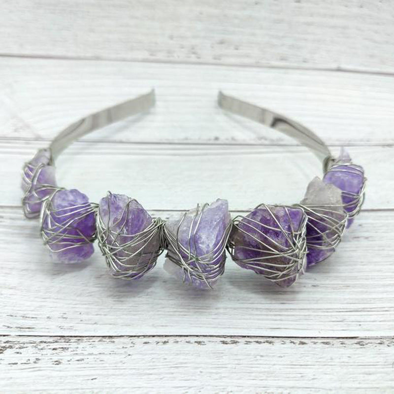 Cristal naturel Quartz Couronne Né Améthyste Gemme Coiffure de mariage