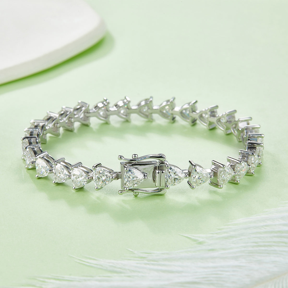 S925 Argent Sterling 5x5mm Trillion Coupe Moissanite Bracelet de tennis D Couleur VVS1 16-18-20cm