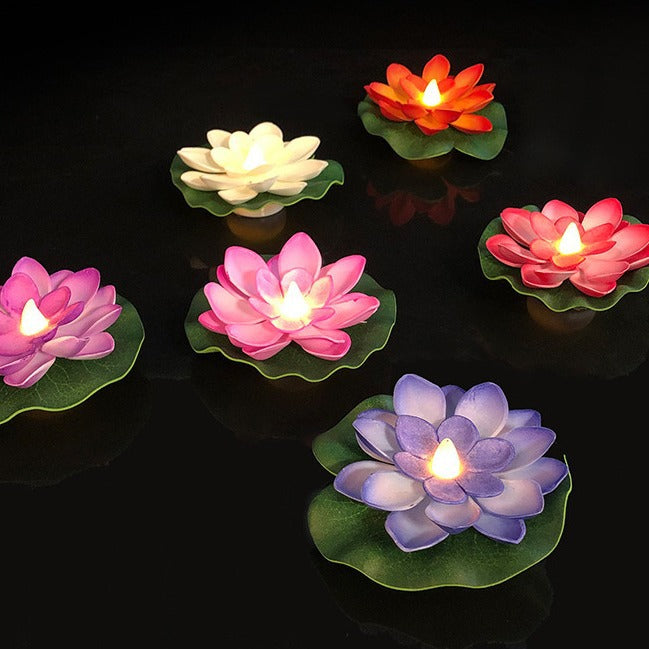 Floating eau induction Lotus coloré imperméable petite lampe de nuit