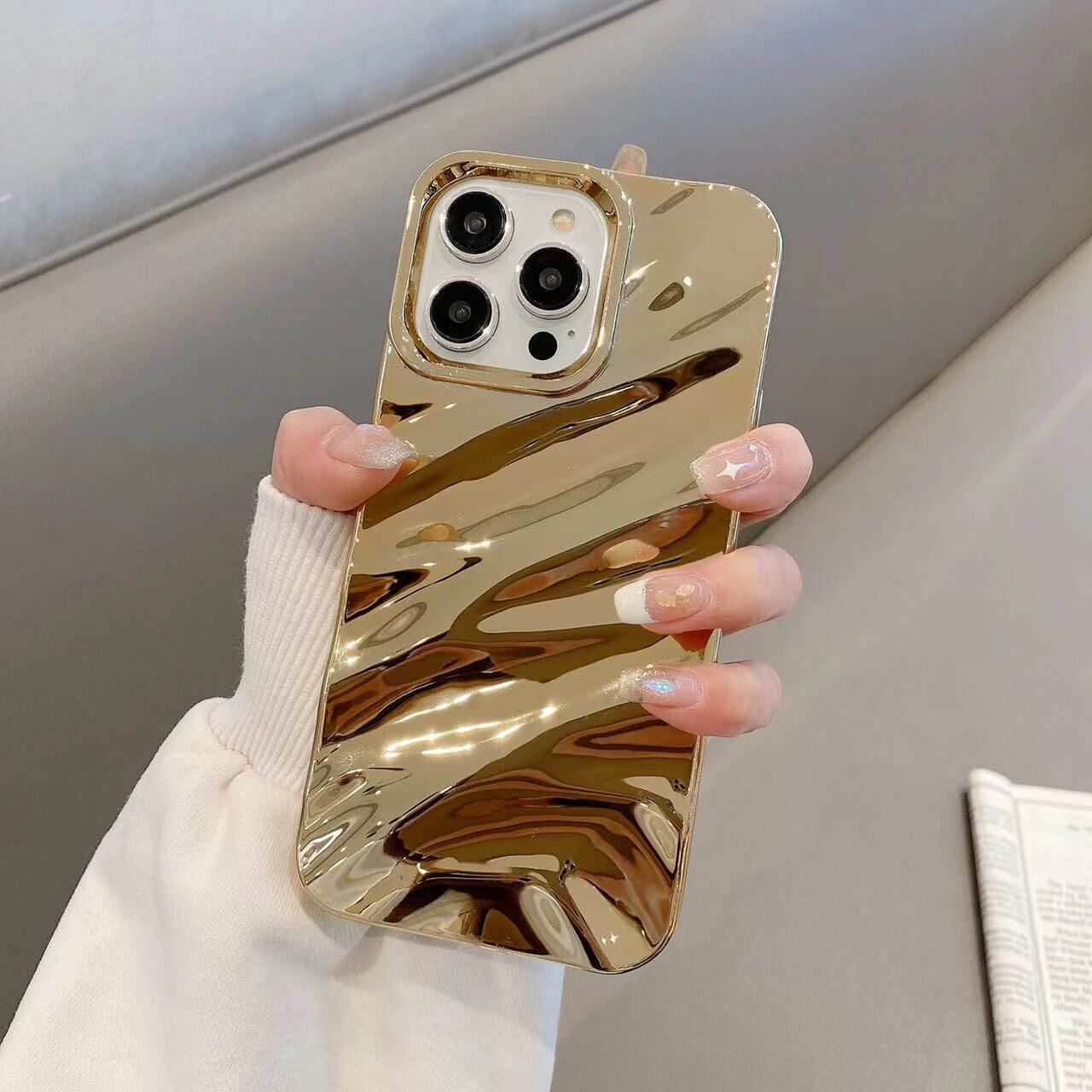Housse de téléphone plissée de couleur solide anti-chute