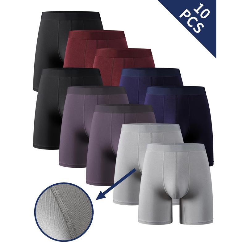10pcs hommes Bamboo Fibre Boxer Slips Moyen Stretch Solid